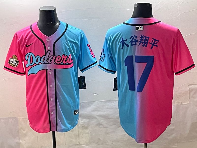 Men Los Angeles Dodgers 17 Ohtani Blue pink Game 2025 Nike MLB Jersey style 006